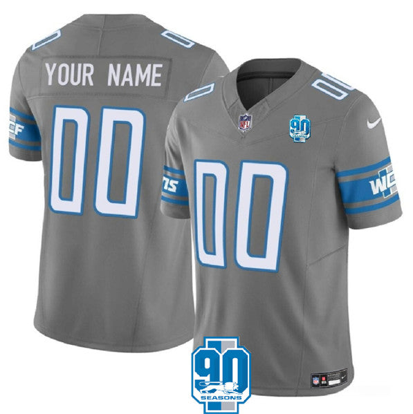 Detroit Lions Custom Gray 2023 FUSE 90th Anniversary Jersey