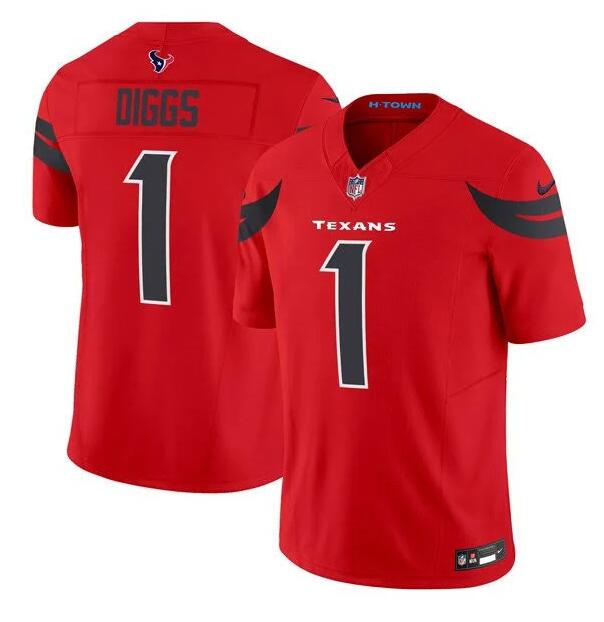Houston Texans #1 Stefon Diggs Red Red 2024 Alternate FUSE Jersey