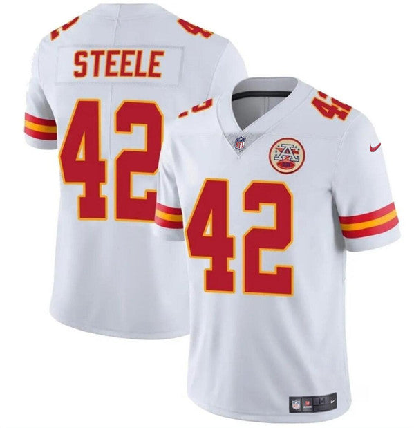 Kansas City Chiefs #42 Carson Steele White Jersey