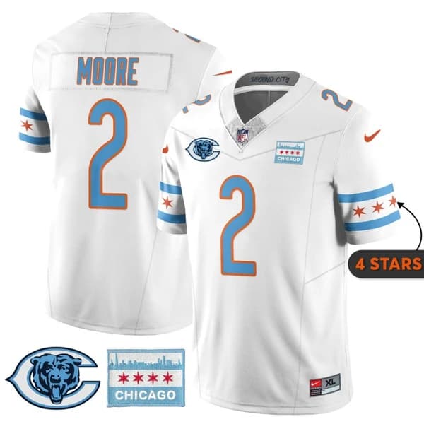 D.J. Moore Chicago Bears white City Edition jersey