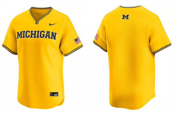 Custom Michigan Wolverines yellow jersey