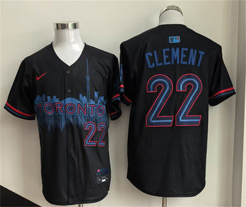 Ernie Clement Toronto Blue Jays navy City Connect jersey