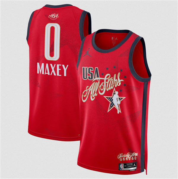 Tyrese Maxey NBA All-Star red jersey
