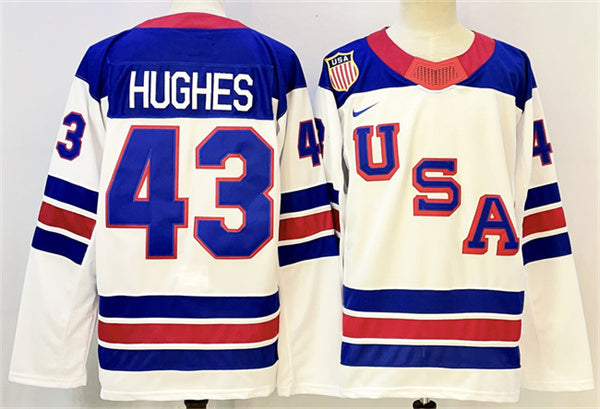 Quinn Hughes Team USA Hockey white jersey