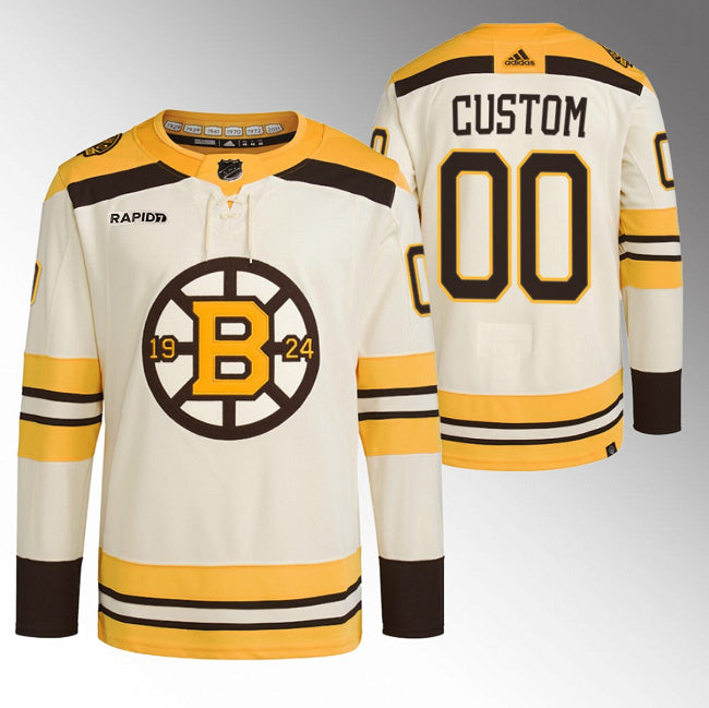 Custom Boston Bruins cream jersey