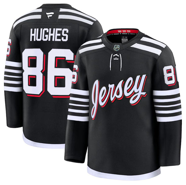 Jack Hughes New Jersey Devils black Alternate jersey