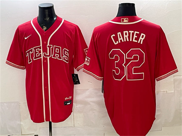Evan Carter Texas Rangers red City Connect jersey