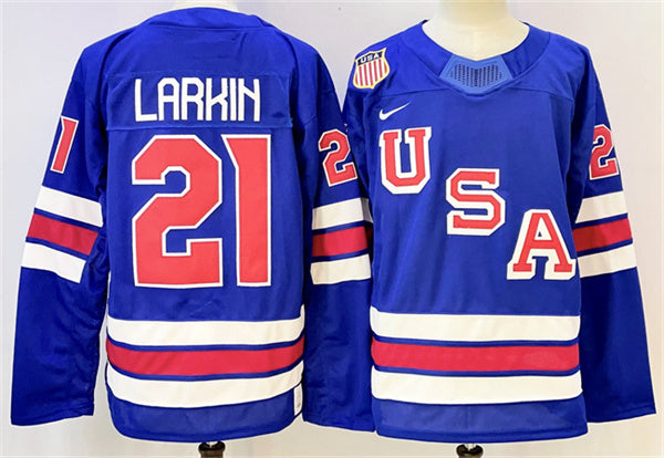 Dylan Larkin Team USA Hockey royal jersey