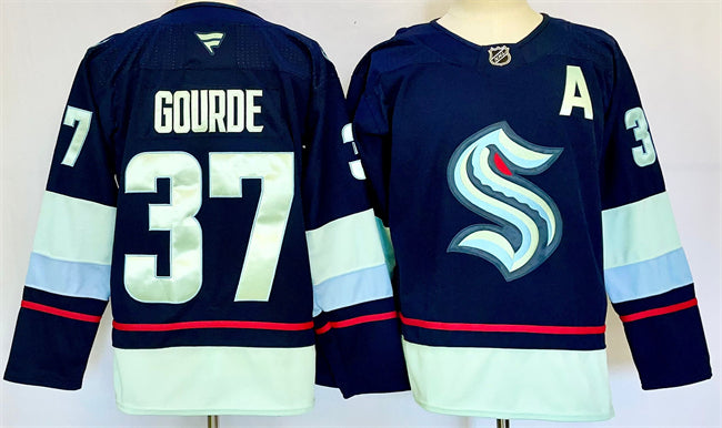 Yanni Gourde Seattle Kraken navy Home jersey