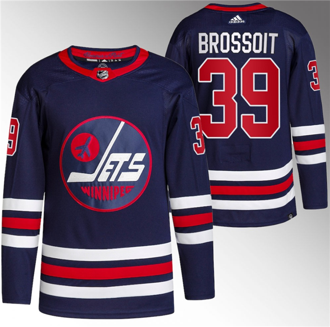 Laurent Brossoit Winnipeg Jets navy jersey