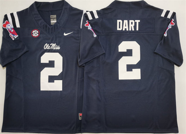 Jaxson Dart Ole Miss Rebels navy jersey