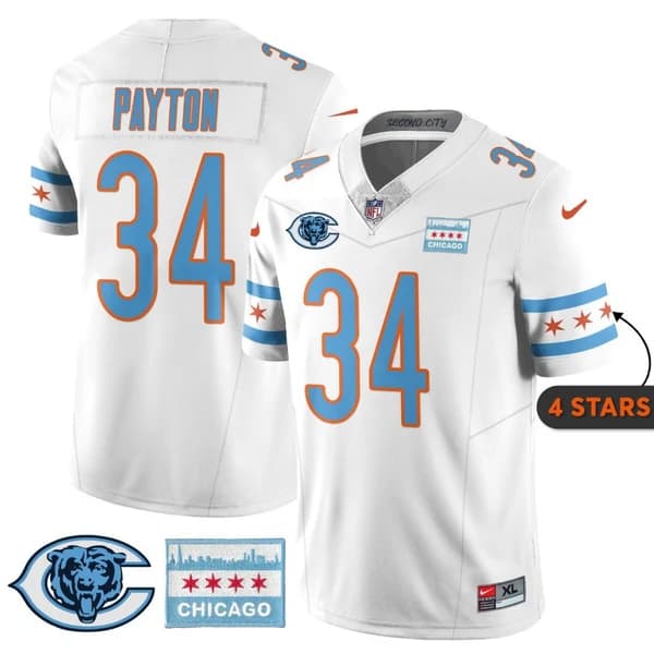Walter Payton Chicago Bears white City Edition jersey