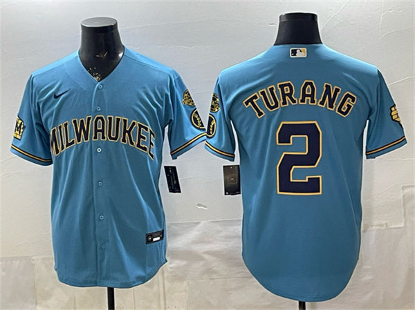 Brice Turang Milwaukee Brewers blue Home jersey