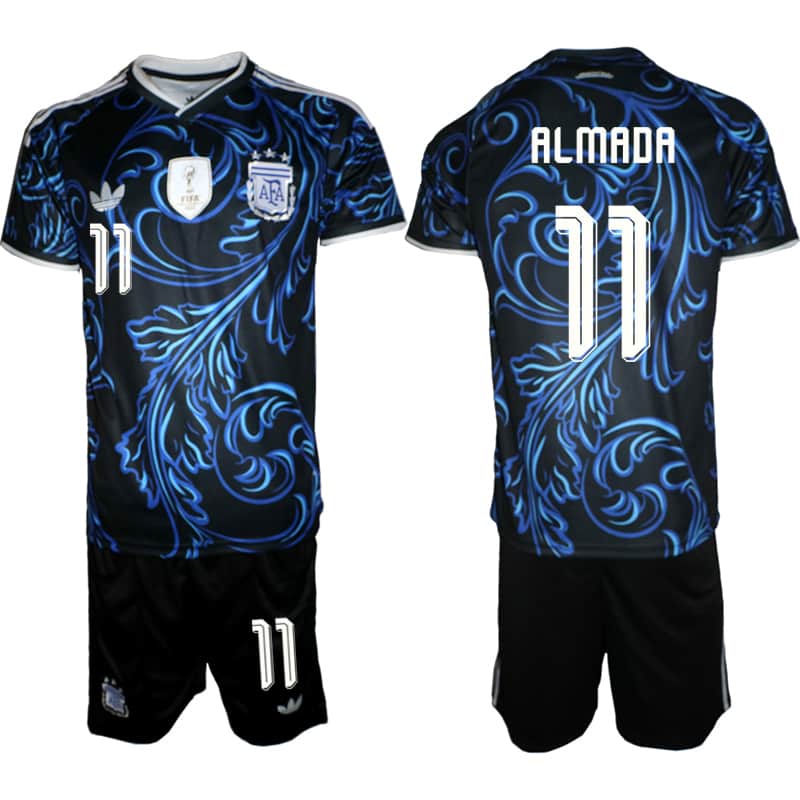 Thiago Almada Argentina National Team black Away jersey