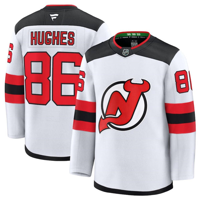 Jack Hughes New Jersey Devils white Away jersey