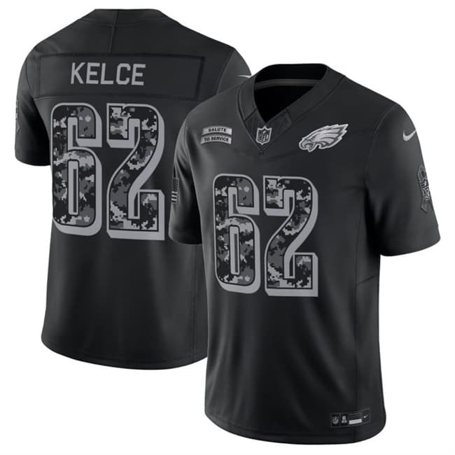 Jason Kelce Philadelphia Eagles black Salute To Service jersey
