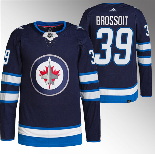 Laurent Brossoit Winnipeg Jets navy jersey