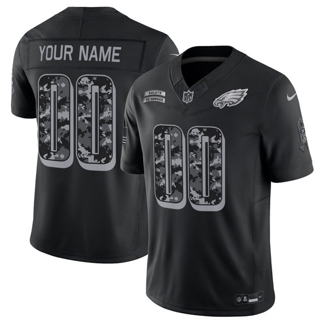 Custom Philadelphia Eagles black Salute To Service jersey