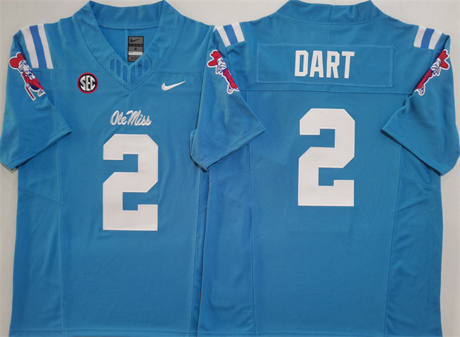 Jaxson Dart Ole Miss Rebels blue jersey