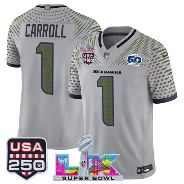 Pete Carroll Seattle Seahawks gray Vapor jersey