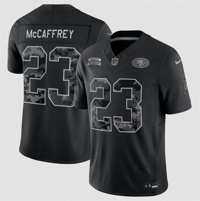 Christian McCaffrey San Francisco 49ers black Salute To Service jersey