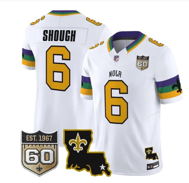 Tyler Shough New Orleans Saints white Vapor jersey
