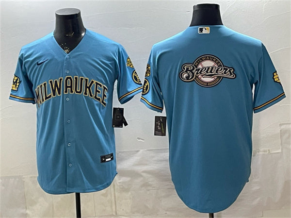 Team Big Logo Milwaukee Brewers blue Home jersey