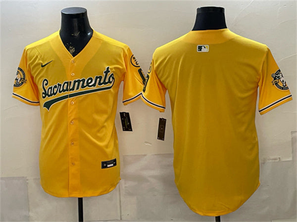 Custom Oakland Athletics yellow Vapor jersey
