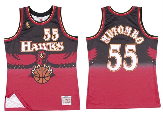Dikembe Mutombo Atlanta Hawks red Throwback jersey