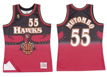 Dikembe Mutombo Atlanta Hawks red Throwback jersey