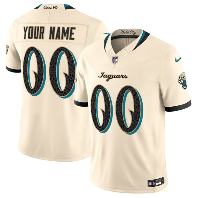 Custom Jacksonville Jaguars cream Limited jersey