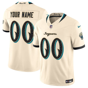 Custom Jacksonville Jaguars cream Limited jersey