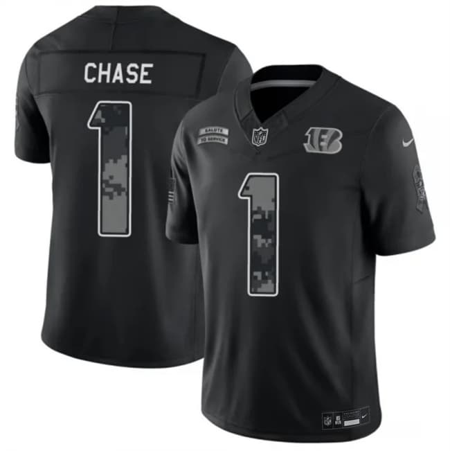 Ja'Marr Chase Cincinnati Bengals black Salute To Service jersey