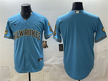 Custom Milwaukee Brewers blue Home jersey