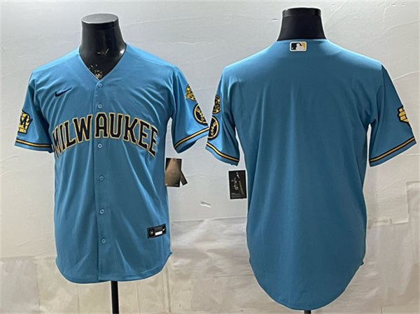 Custom Milwaukee Brewers blue Home jersey