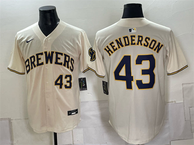 Logan Henderson Milwaukee Brewers cream jersey
