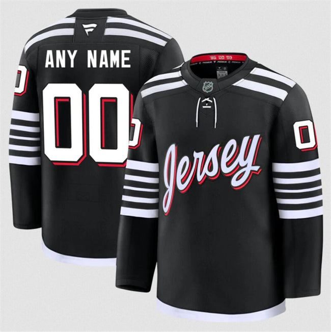 Custom New Jersey Devils black Alternate jersey