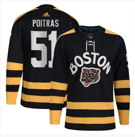 Matthew Poitras Boston Bruins black Winter Classic jersey