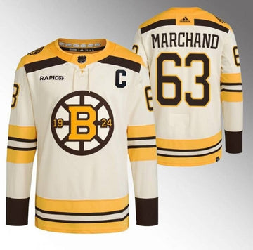 Brad Marchand Boston Bruins cream jersey