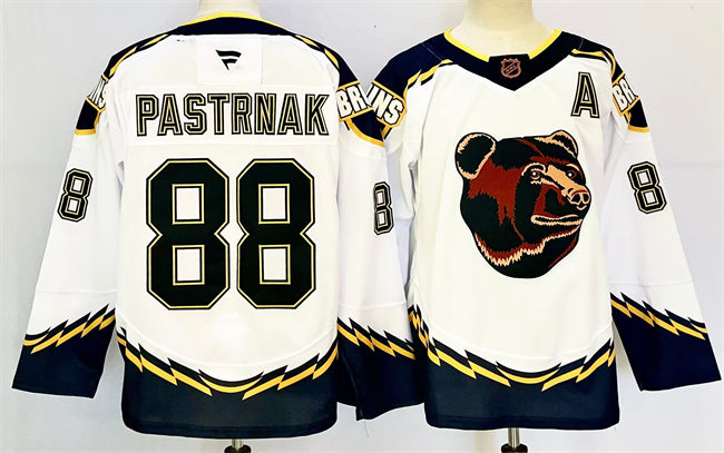 David Pastrnak Boston Bruins white Reverse Retro jersey