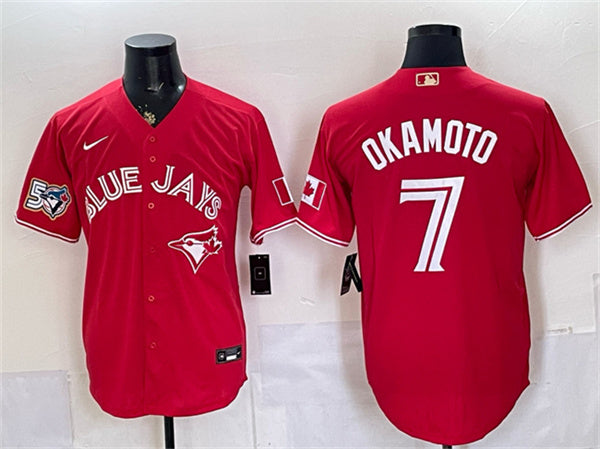 Kazuma Okamoto Toronto Blue Jays red jersey