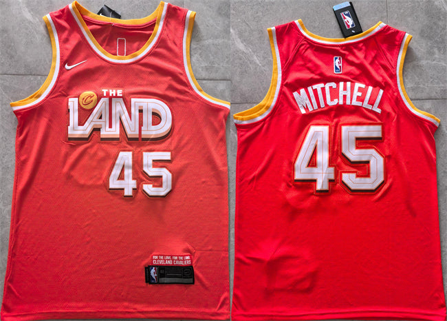 Donovan Mitchell Cleveland Cavaliers orange jersey