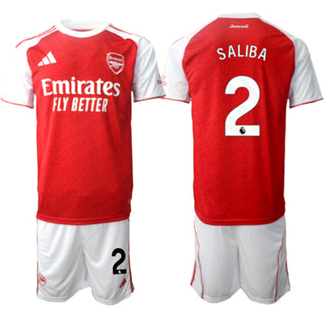 William Saliba Arsenal red Home jersey