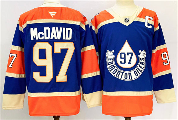 Connor McDavid Edmonton Oilers royal Heritage jersey