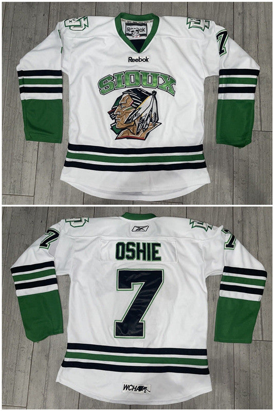 T.J Oshie North Dakota Fighting Sioux white jersey