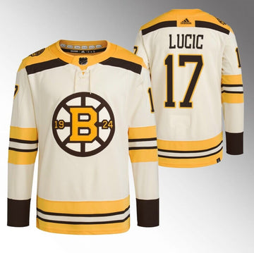Milan Lucic Boston Bruins cream jersey
