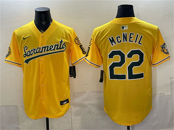 Jeff McNeil Oakland Athletics yellow Vapor jersey