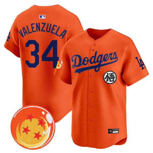 Fernando Valenzuela Los Angeles Dodgers orange Vapor jersey