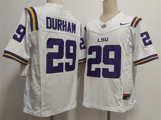 Caden Durham LSU Tigers white jersey