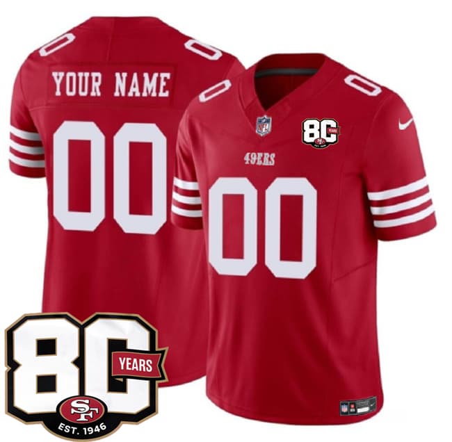 Custom San Francisco 49ers red Vapor jersey